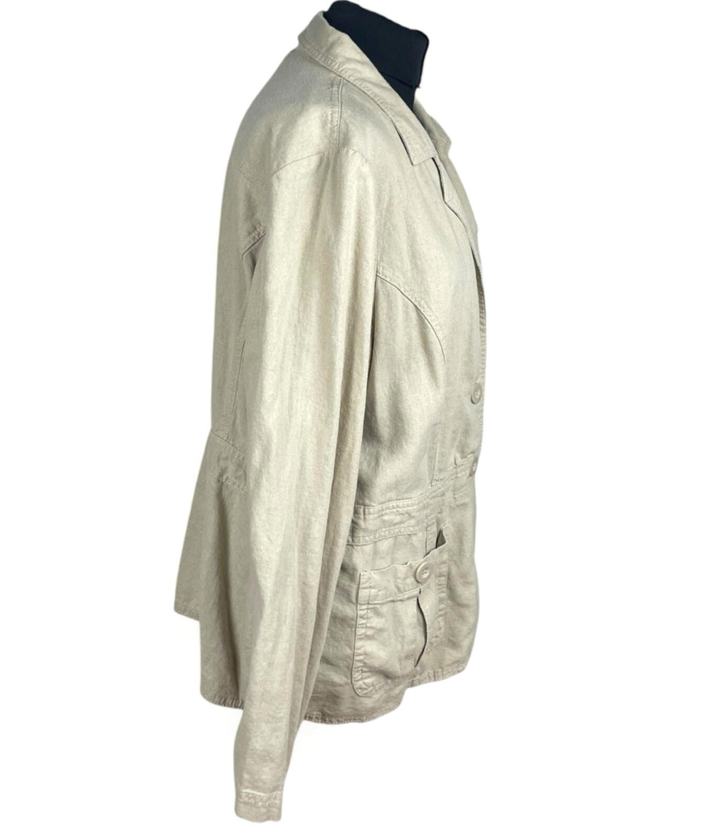 Debenhams Linen Jacket Women's UK Size 18 Collared Pockets Beige Lightweight