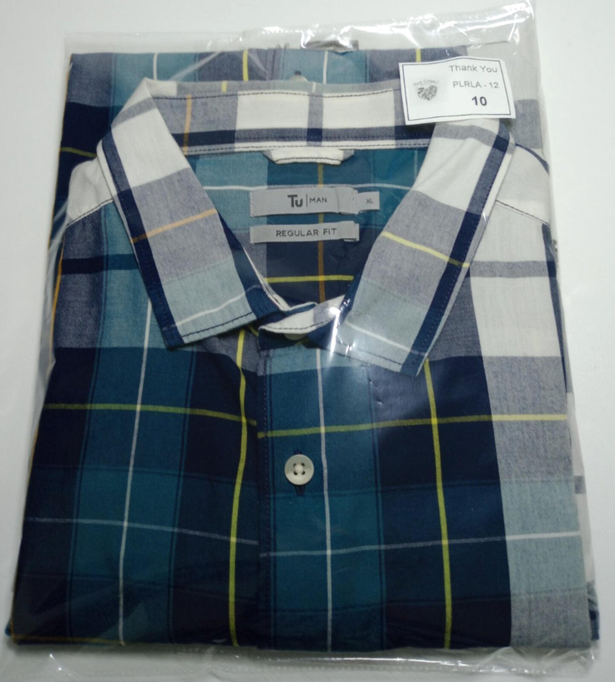 Tu Man Shirt Men's UK Size XL Check Short Sleeve 100% Cotton Pocket