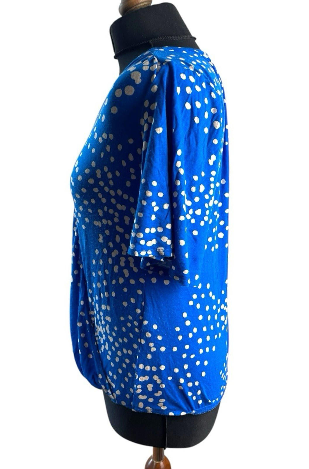Wallis Blue Polka Dot Blouse Short Sleeve Top Women's UK Size 10