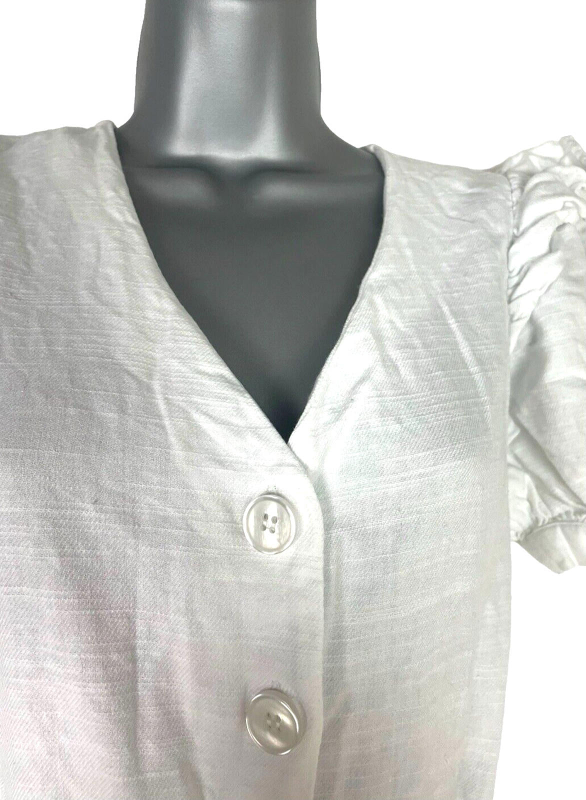 New Look Playsuit White Belted Puff Sleeve 100% Cotton Women's UK Size 6