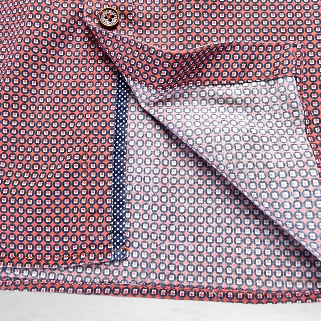 Ted Baker Shirt Size 3 Geometric Pattern 38" Chest Men's UK Size Large