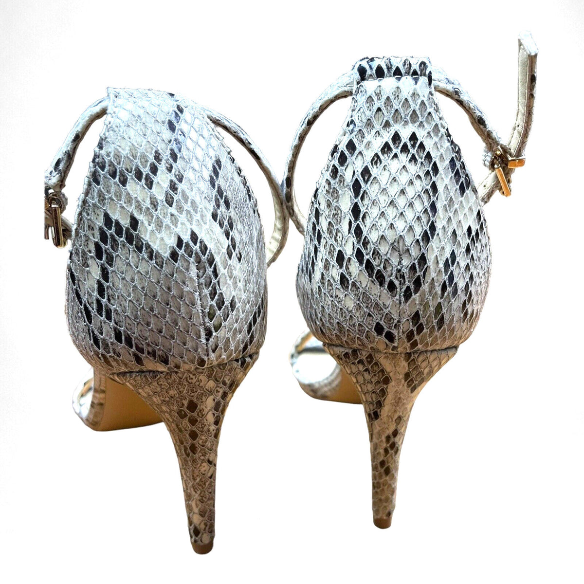 Peacocks Snakeskin Print Stilettos Shoes Open Toe Women's UK Size 5