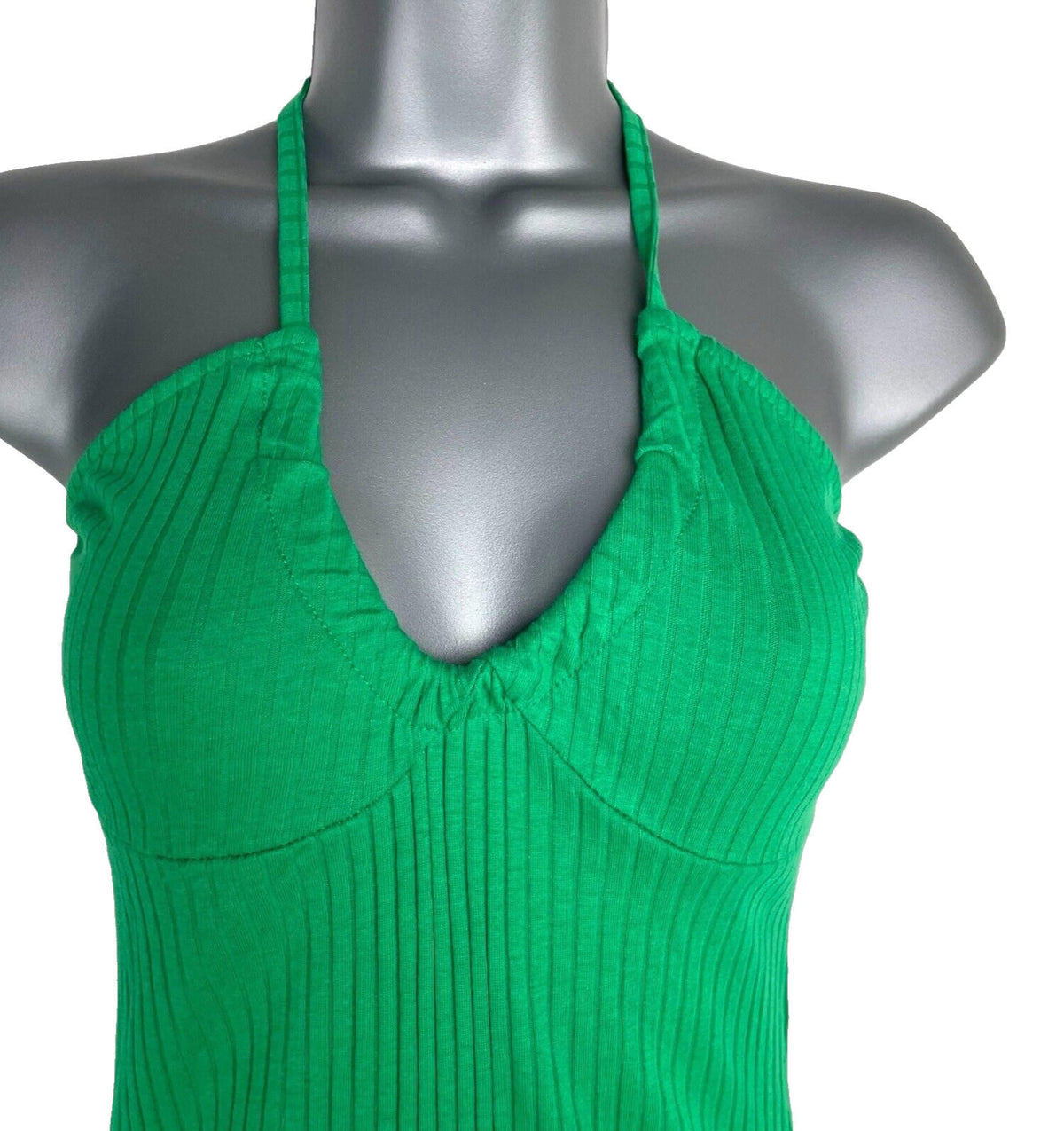 Divided Maxi Dress Green Ribbed Women’s UK Size XS