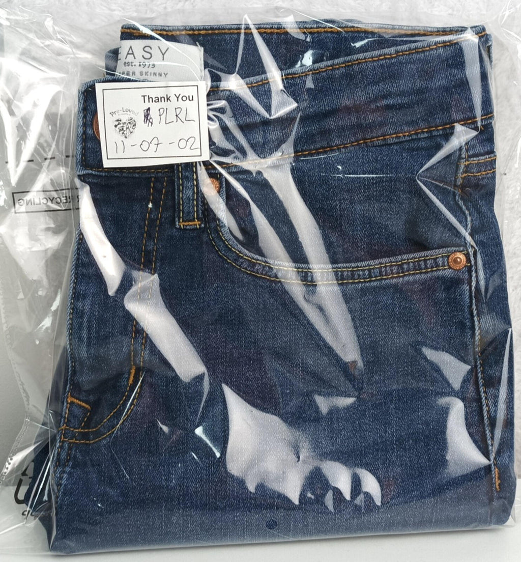 Easy Navy Easy Jeans Men's UK Size W28 L29 Blue 5 Pocket Cotton Rich Denim Zip Front