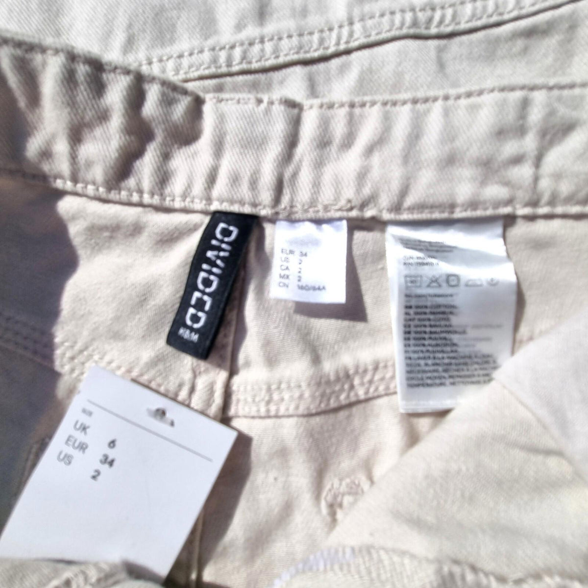Divided Light Beige Denim Cargo Jeans Women's UK Size XS