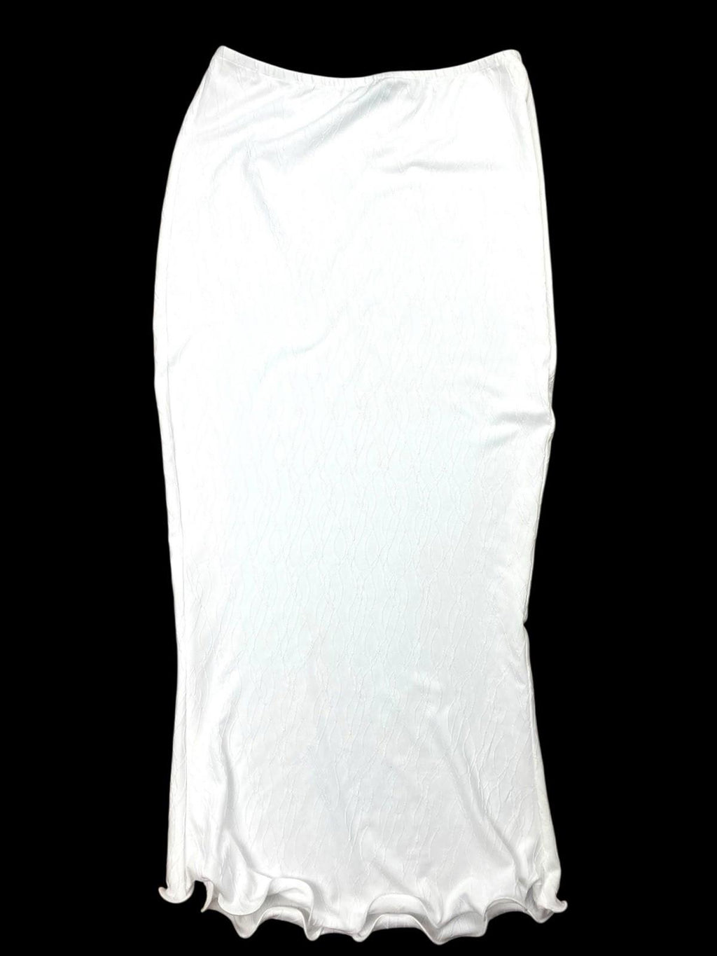 Pretty Little Thing White Midi Skirt High Waist Textured Women's UK Size 16