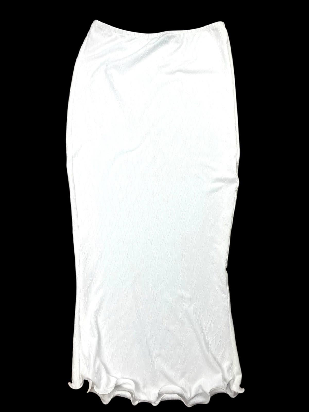 Pretty Little Thing White Midi Skirt High Waist Textured Women's UK Size 16
