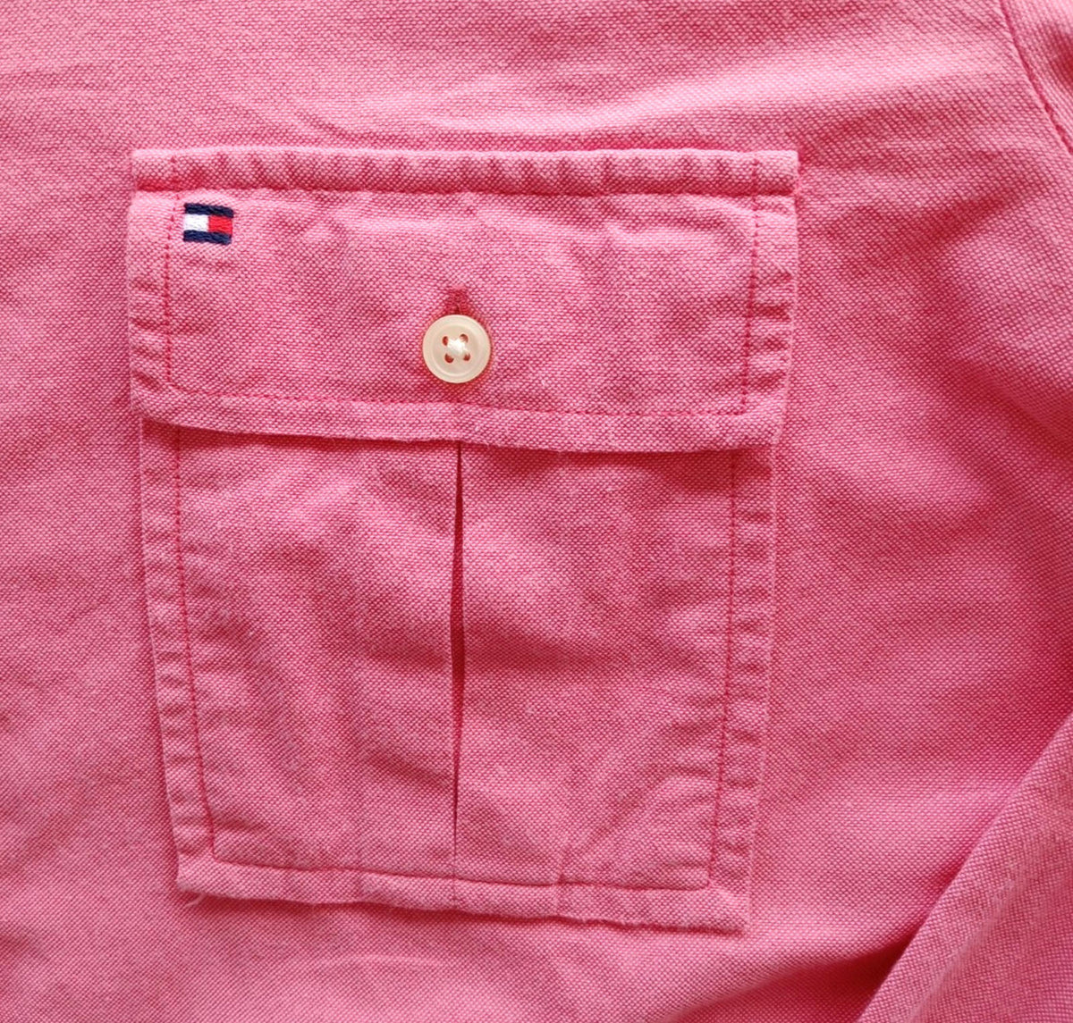 Tommy Hilfiger Shirt Men's UK Size S Pink Long Sleeve Pockets 100% Cotton