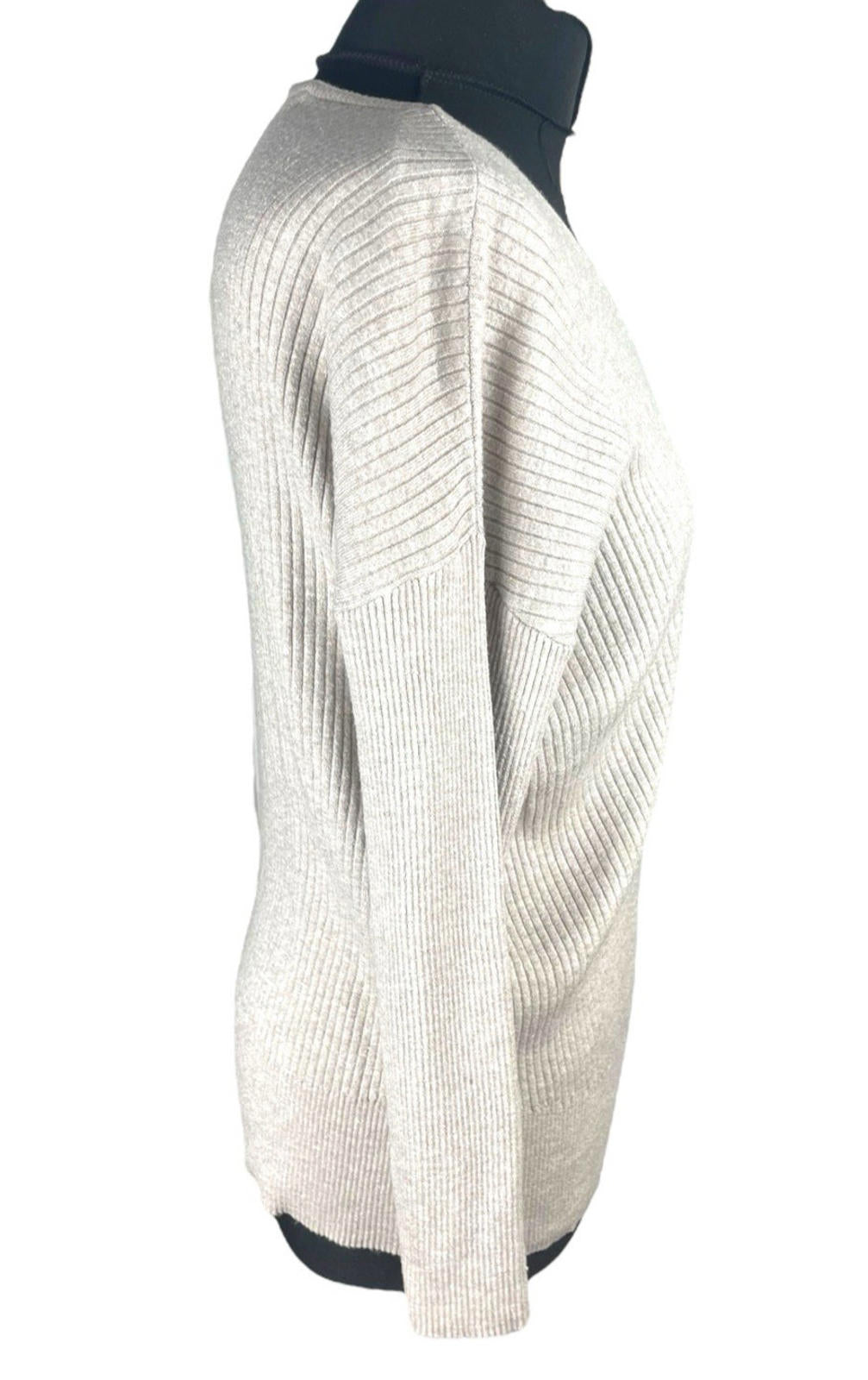 George Beige Ribbed Thin Jumper V Neck Women's UK Size S