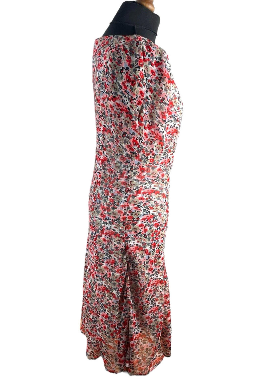 Autonomy Red Floral Midi Dress Layered Summer Women's UK Size 12
