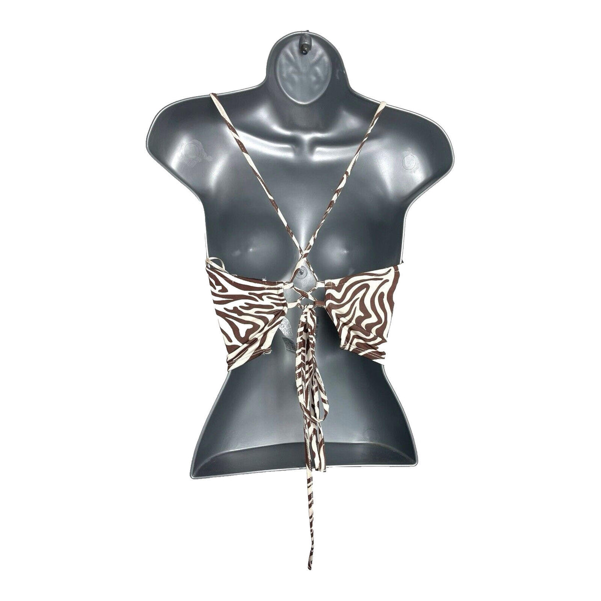 Stradivarius Crop Top Swirl Design Tie Back Design Women's UK Size XS