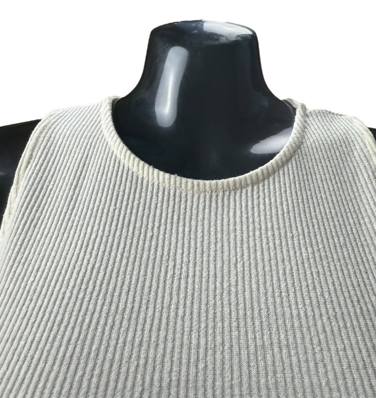 Bershka Cream Ribbed Crop Top Ribbed Tie Front Women's UK Size XS