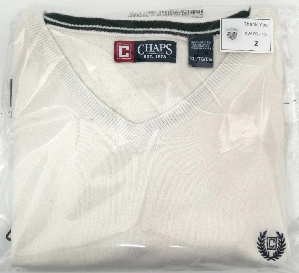 Chaps Cream Chaps Ralph Lauren Jumper Vest Men's Size XL Sweater Sleeveless Cream Cotton