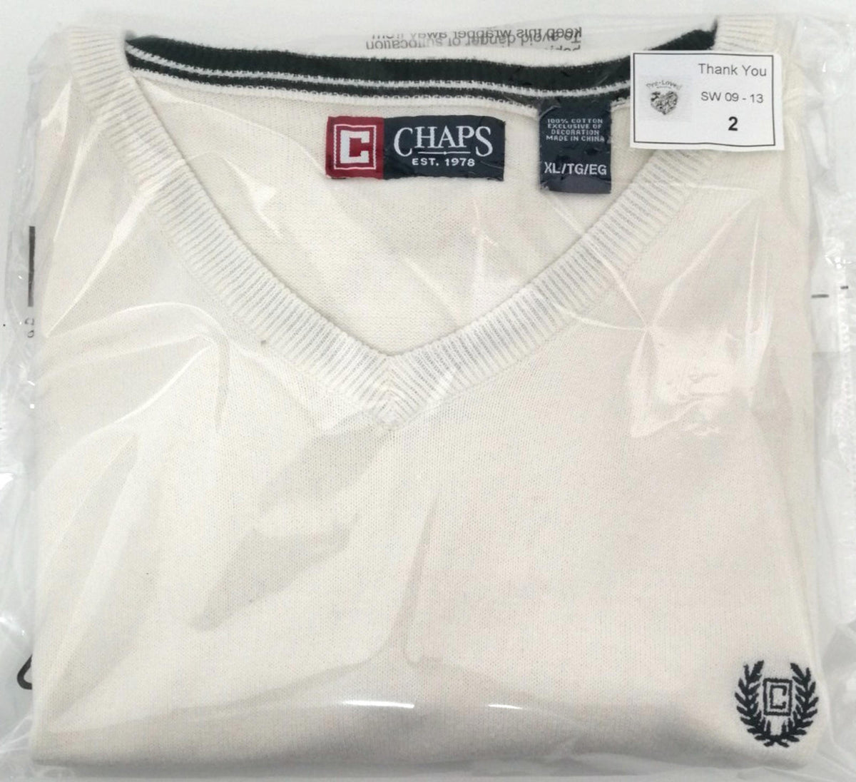 Chaps Cream Chaps Ralph Lauren Jumper Vest Men's Size XL Sweater Sleeveless Cream Cotton
