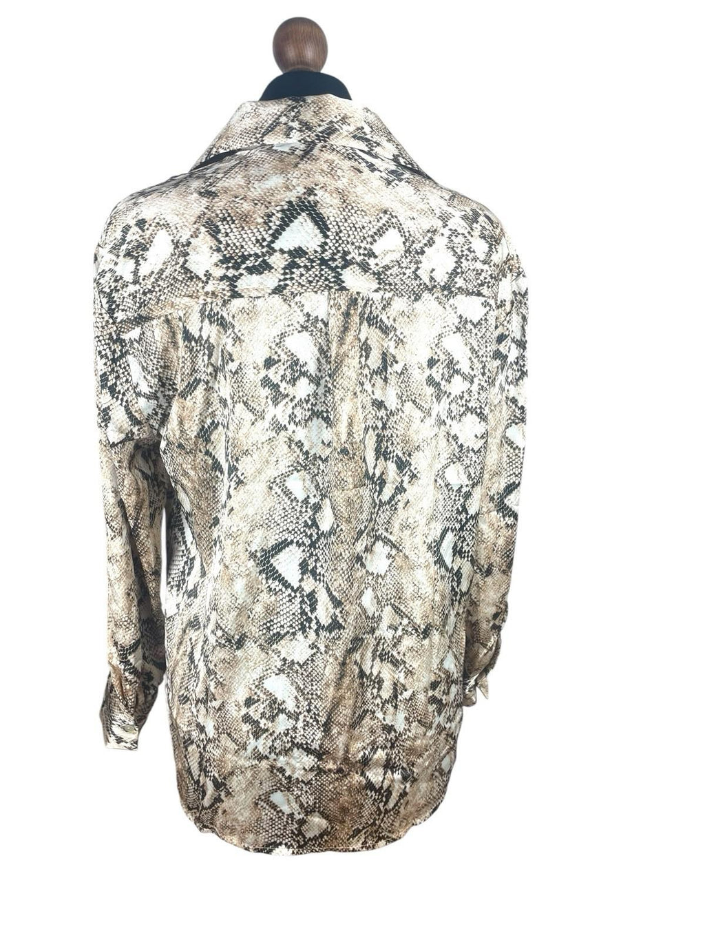 Haver London Beige Haver London Satin Shirt Blouse Women's UK Size 8 Snake Print Long Sleeved