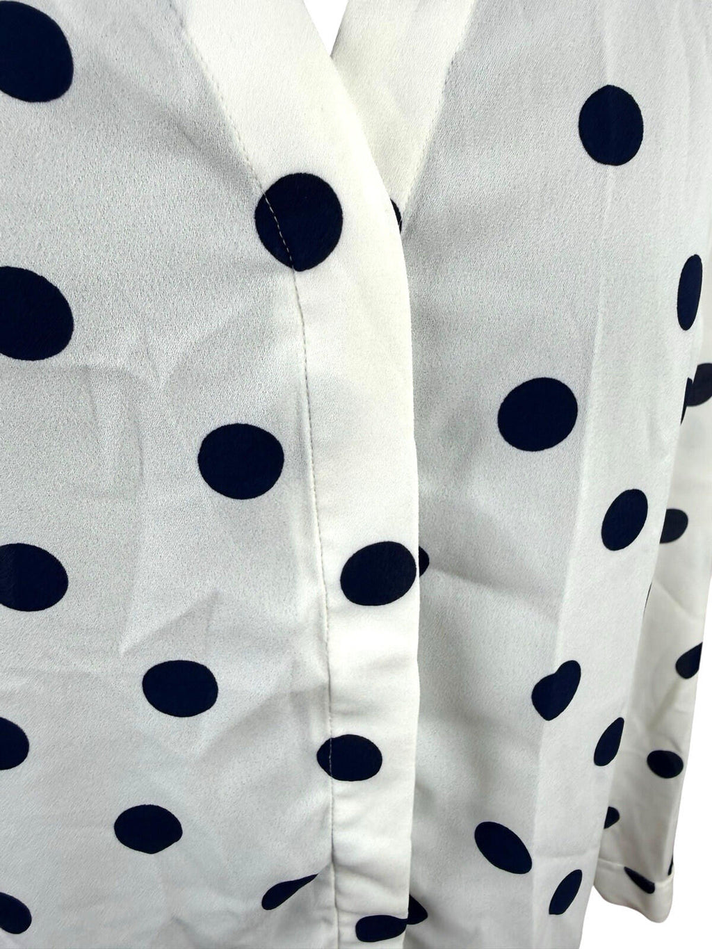 TU Polka Dot Shirt Blouse Women's UK Size 10 Oversized Chiffon Button Up White