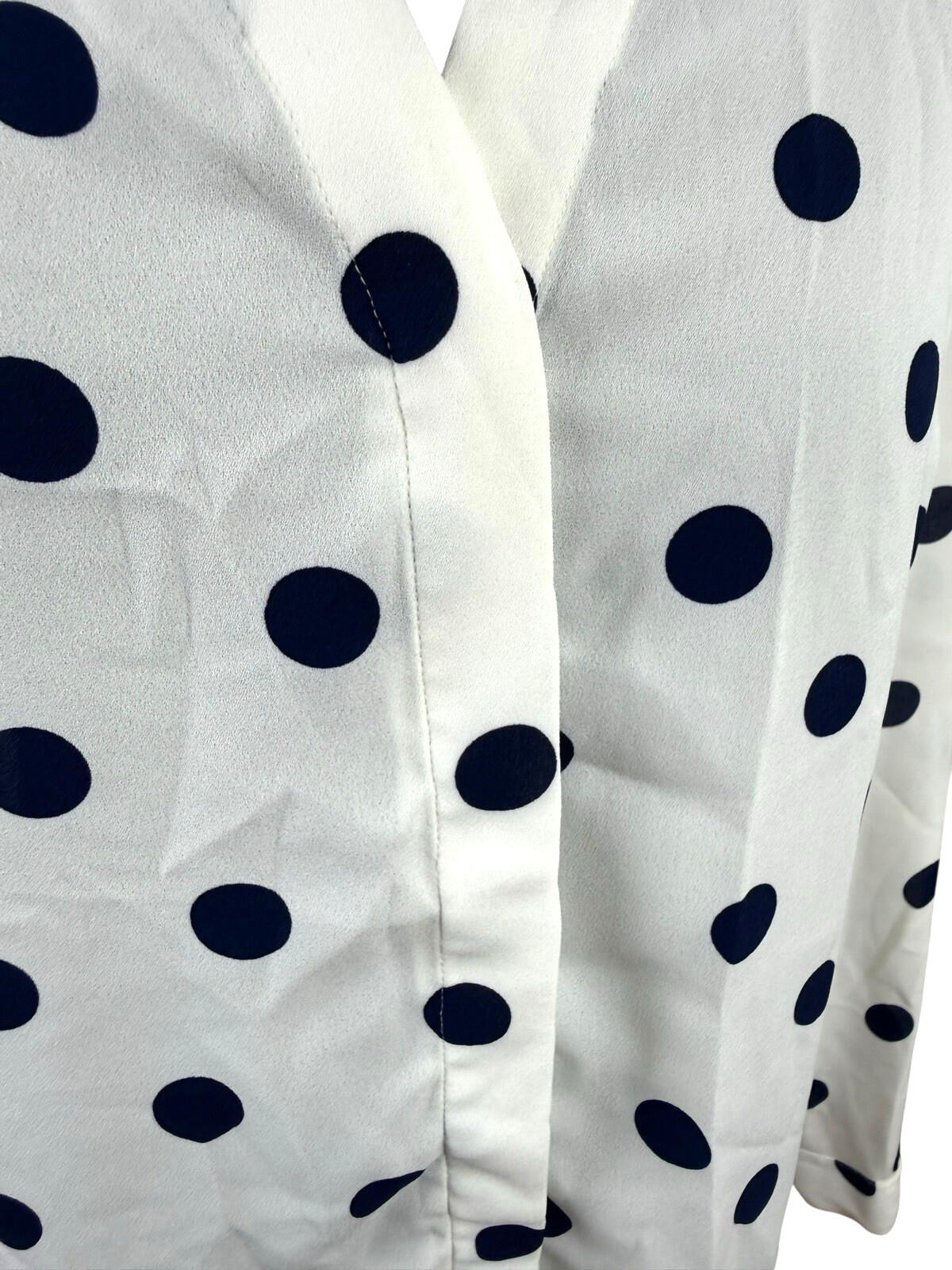TU Polka Dot Shirt Blouse Women's UK Size 10 Oversized Chiffon Button Up White