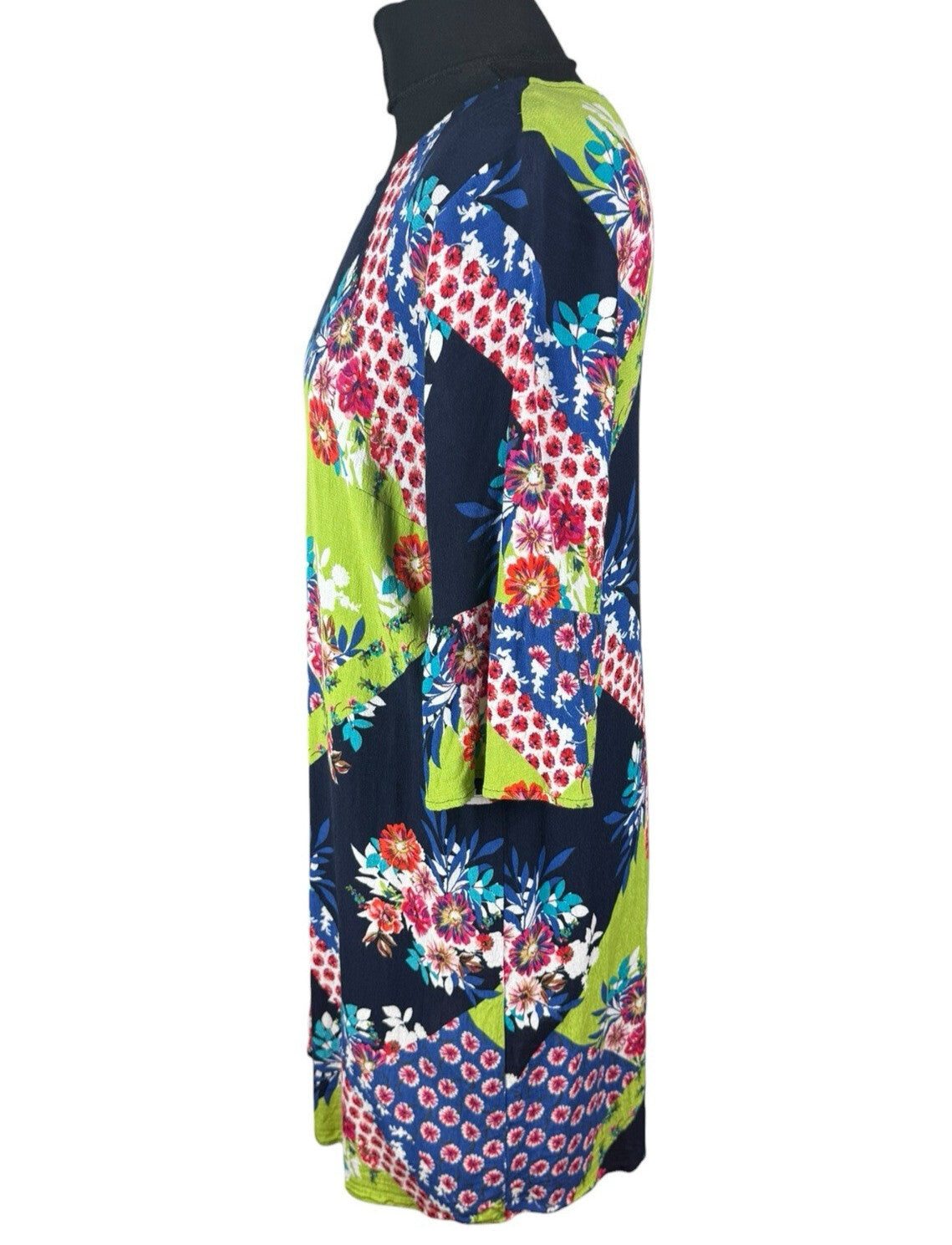 Next Floral Patchwork Shift Dress Women’s UK Size 16 Mini Lightweight 3/4 Sleeve
