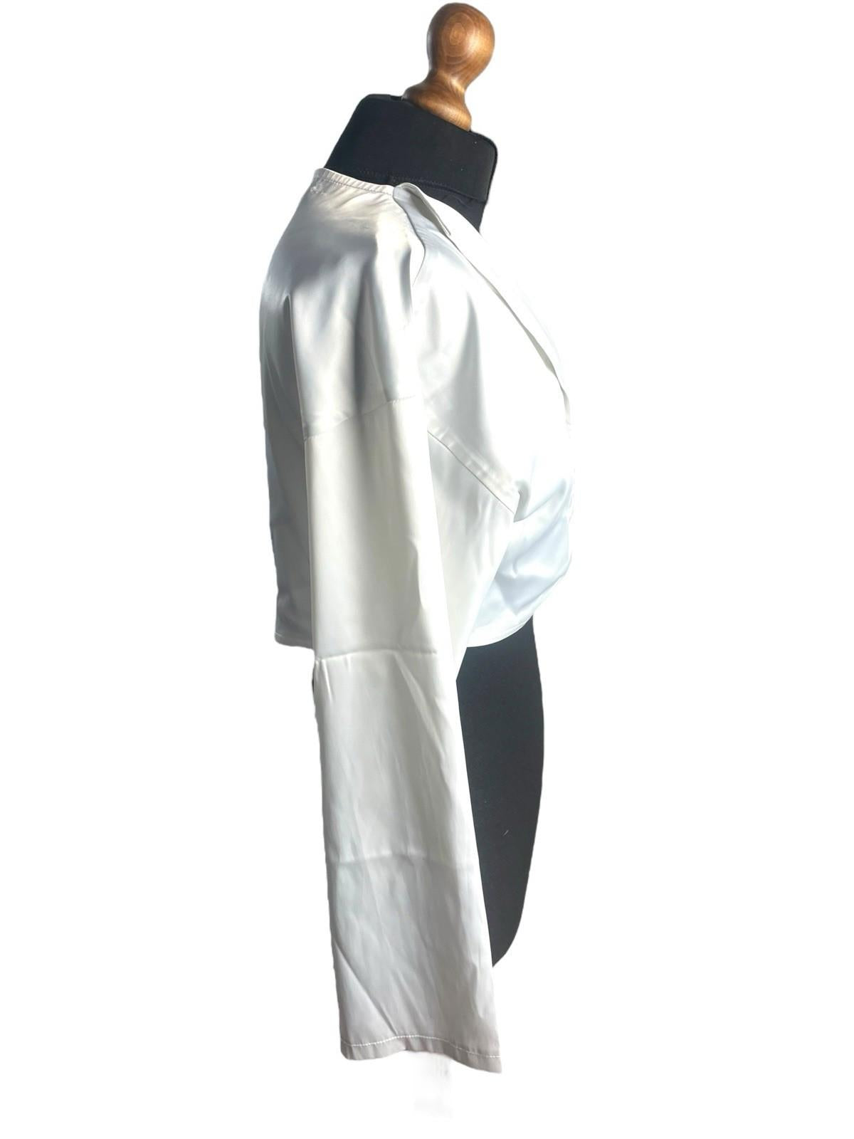 Pretty Little Thing White Satin Shirt Cropped Women’s UK Size 8