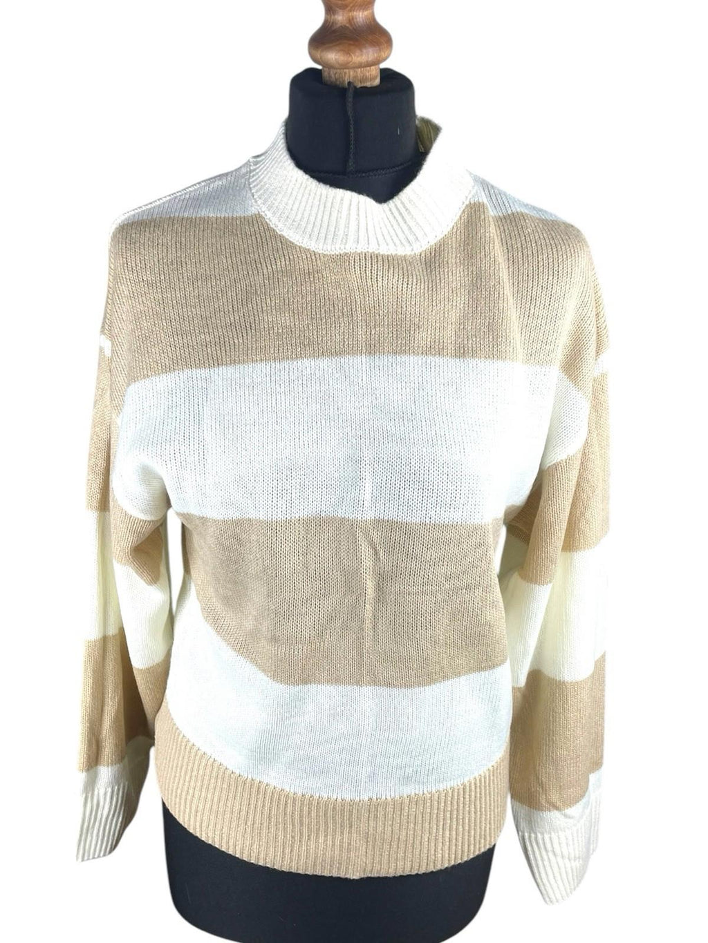 Divided Beige Stripe Jumper Relaxed Fit Women’s UK Size XS