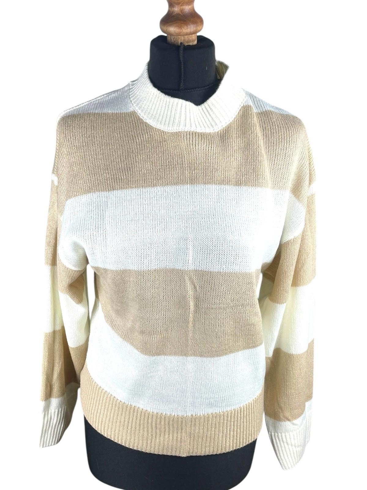 Divided Beige Stripe Jumper Relaxed Fit Women’s UK Size XS