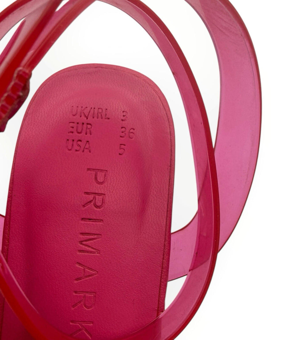 Primark Pink Primark Jelly Strap Block Heel Shoes Women's UK Size 3 Square Open Toe Pink