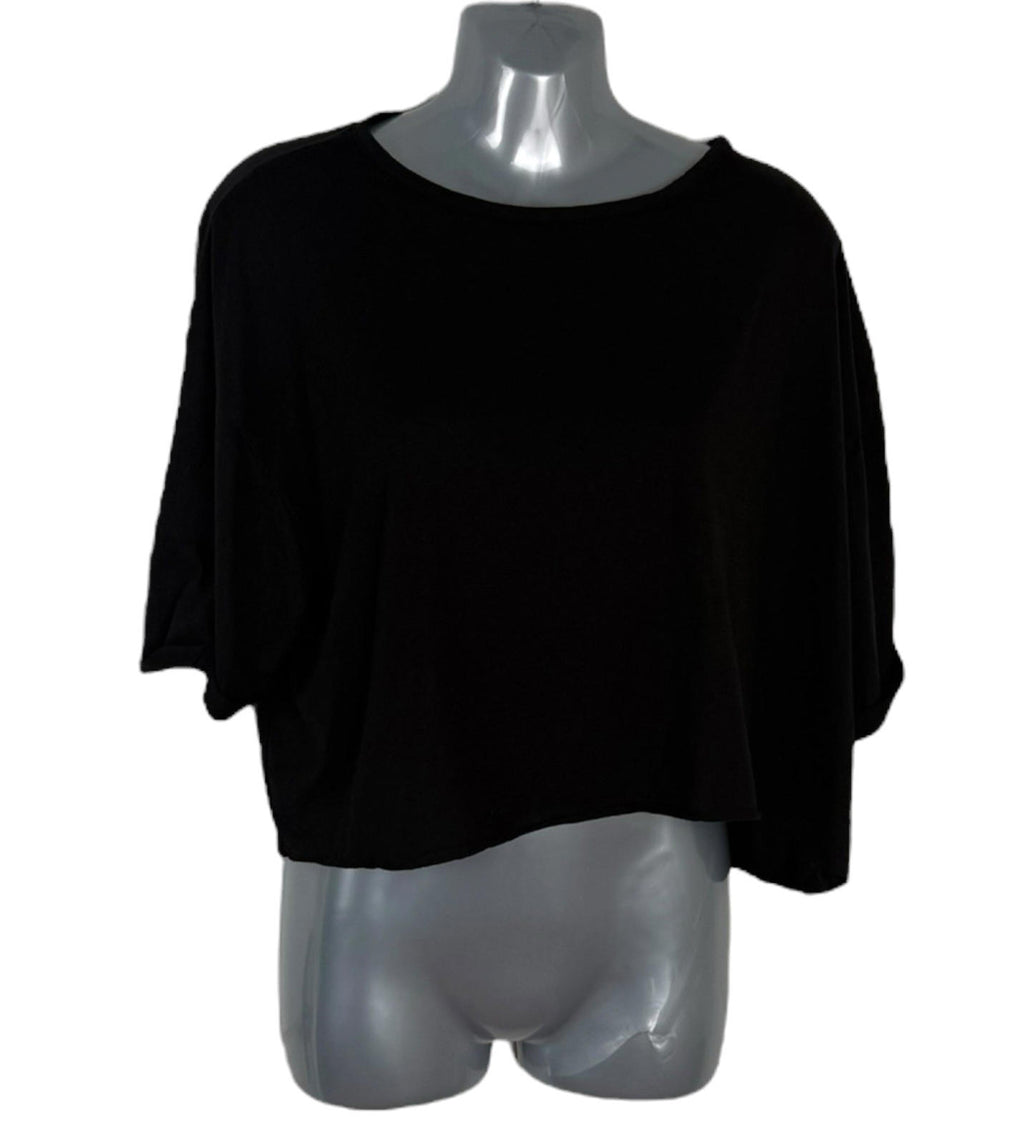Black Cropped T-Shirt Relaxed Fit Women’s UK Size S