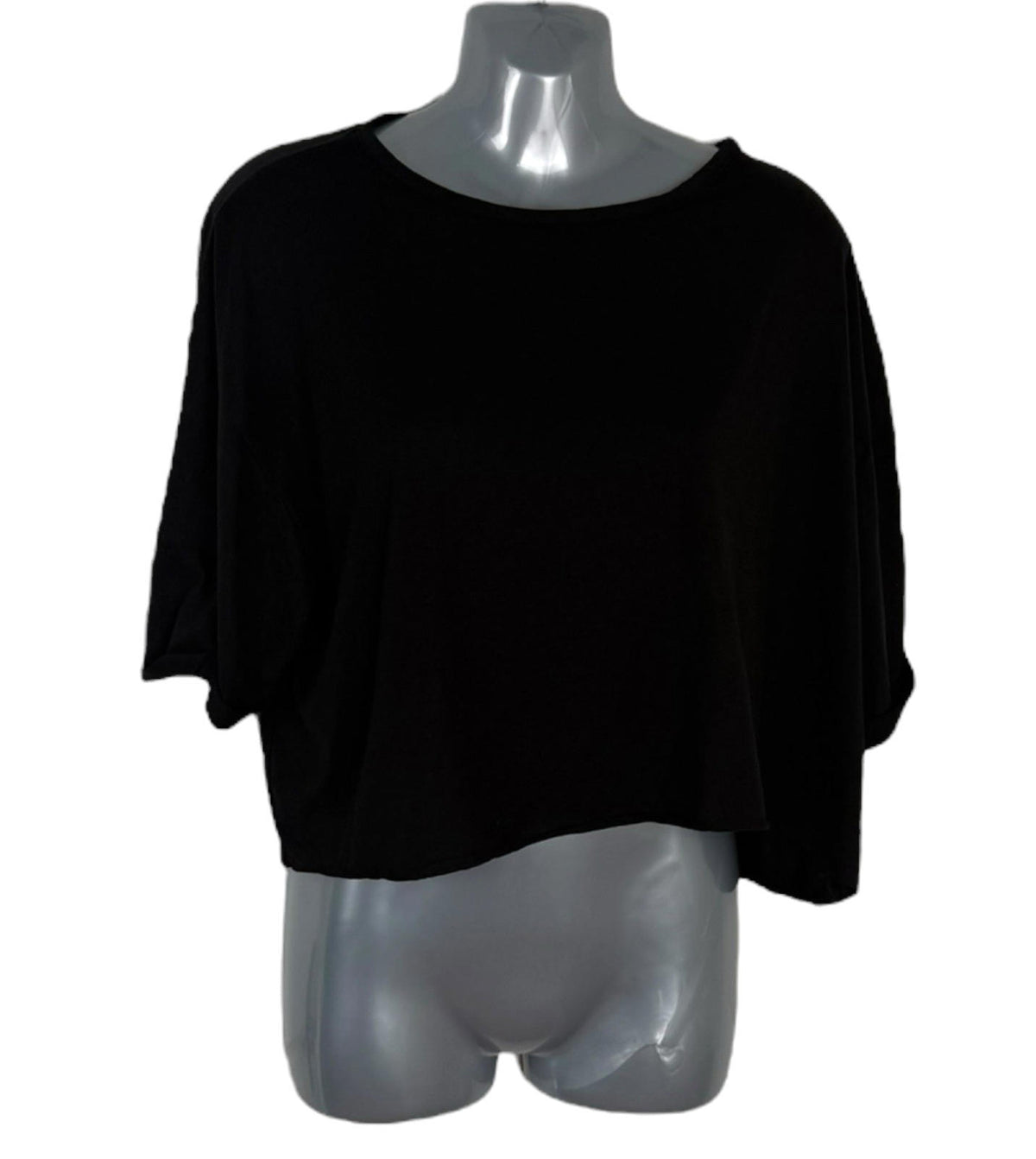 Black Cropped T-Shirt Relaxed Fit Women’s UK Size S