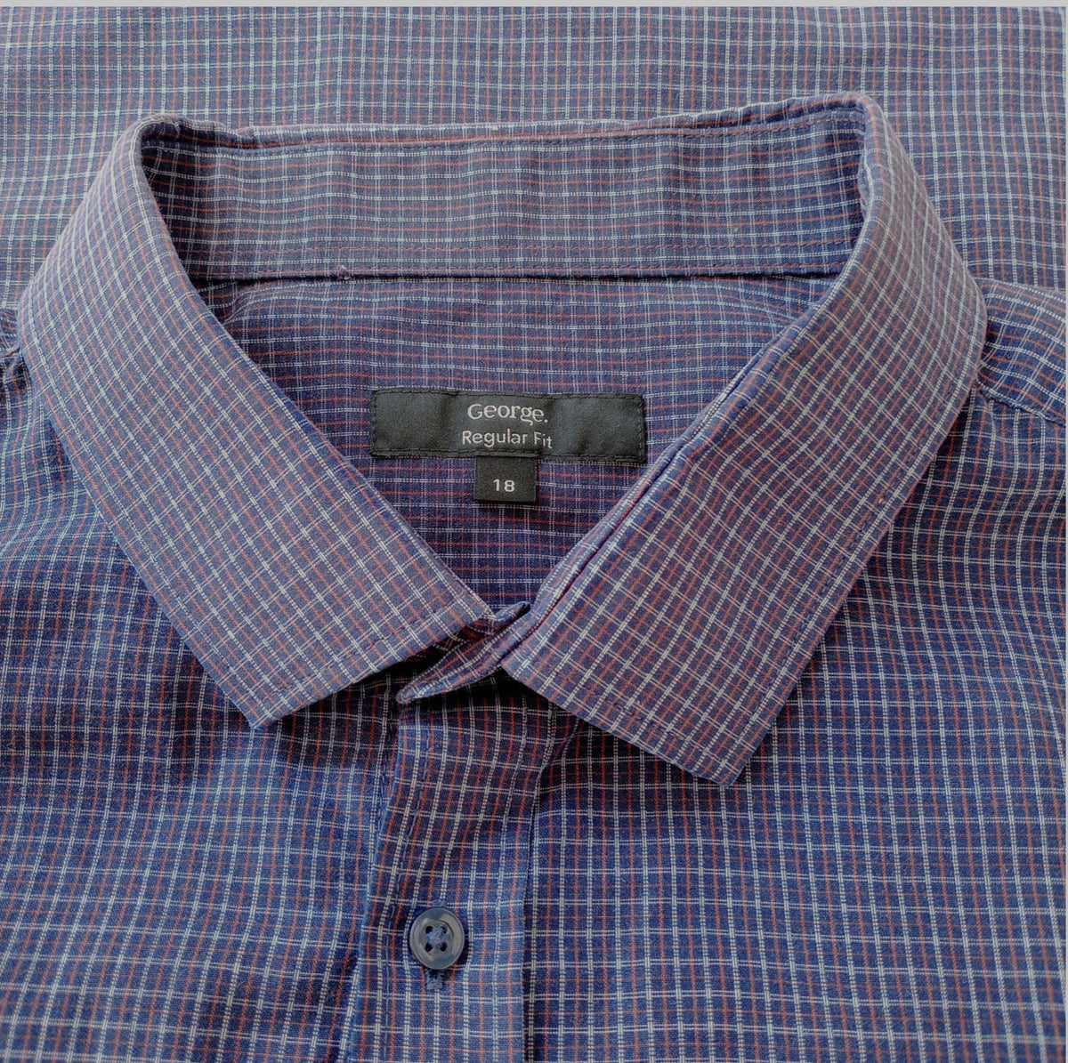 George Shirt Men's UK Size 3XL Long Sleeve Black Check Cotton Blend