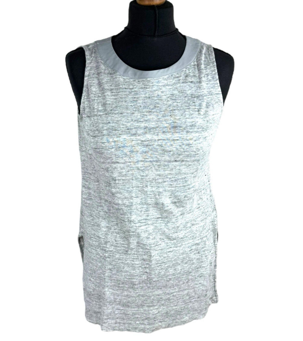 100% Pure Gray Catherine Malandrino Grey Sleeveless Vest 100% Linen Women's UK Size XS