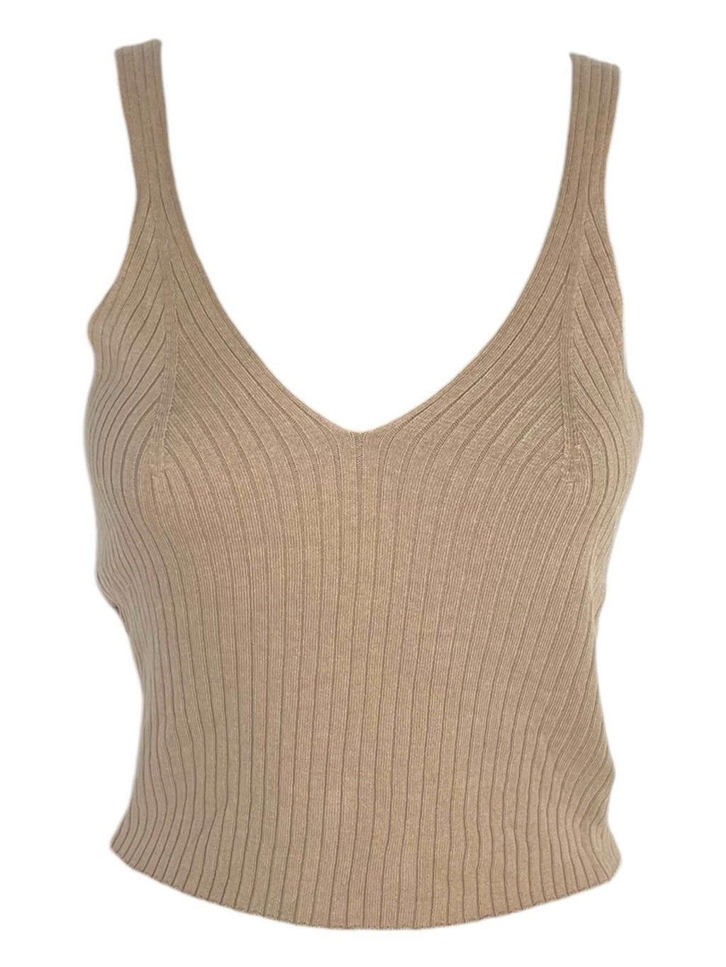 Divided Beige Tank Top Ribbed Stretch Women's UK Size XS
