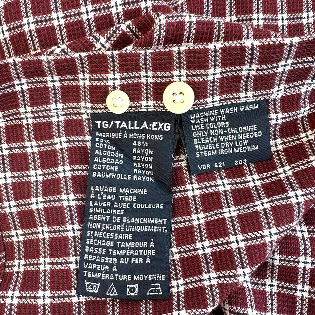 Nautica Shirt Men's UK Size XL Purple Plaid Pattern Long Sleeve Button Down