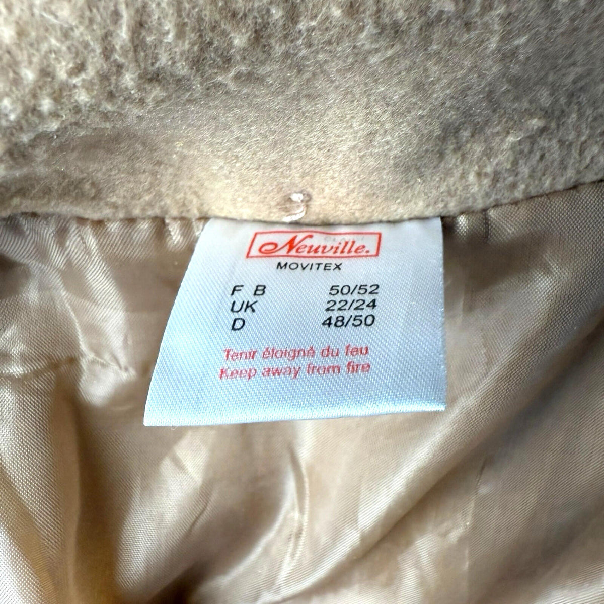Neuville Wool Effect Jacket Women’s UK Size 22 Mid Length Collared Tan
