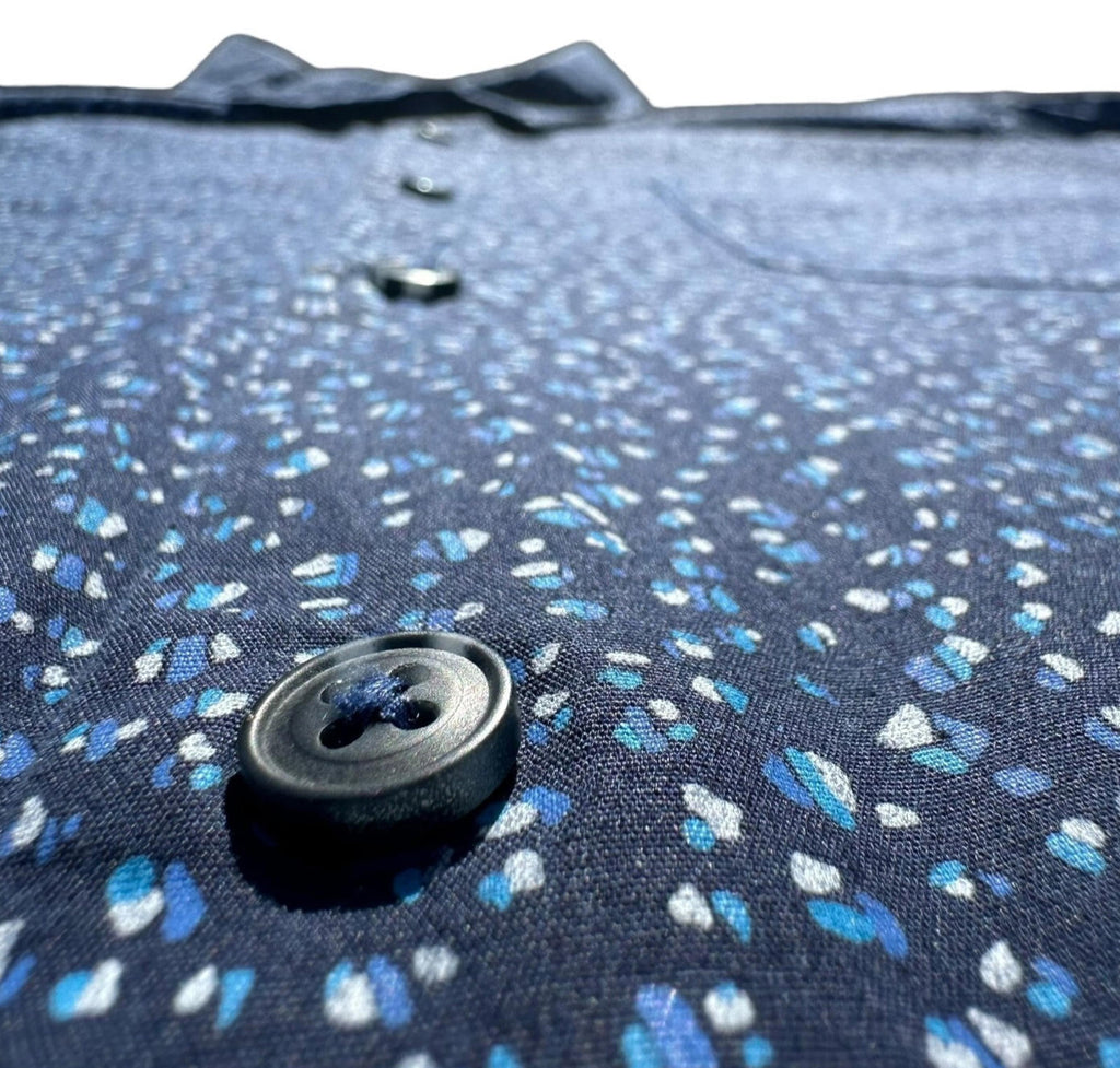 George Short Sleeve Shirt Men's UK Size XL Navy Blue Floral Print Button Front