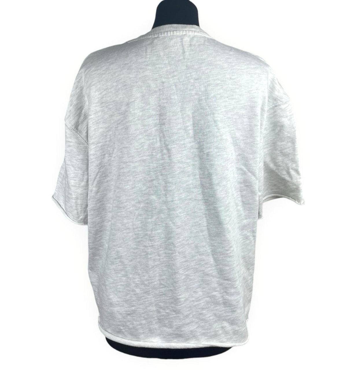Zara Jersey T-Shirt Top Women's UK Size S Oversized Light Grey Crew Neck
