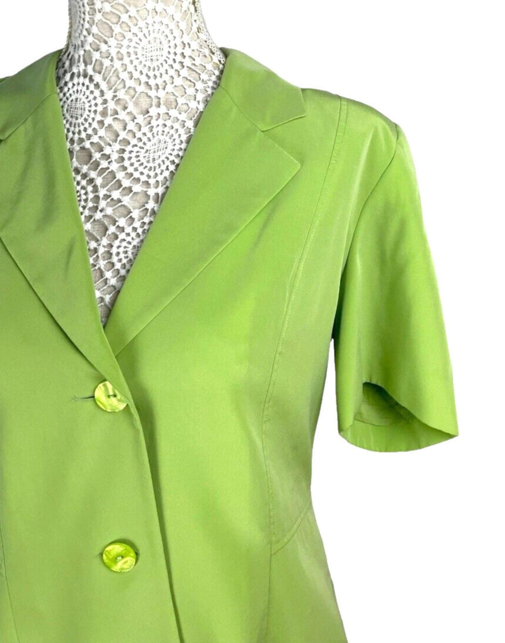 Alexon Skirt & Shirt Blouse Suit Women's UK Size 14 Green Satin 2 Piece Set