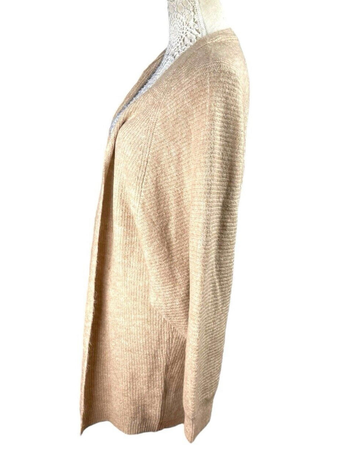 New Look Beige Long Cardigan Soft Touch Relaxed Fit Open Front Women's UK Size S