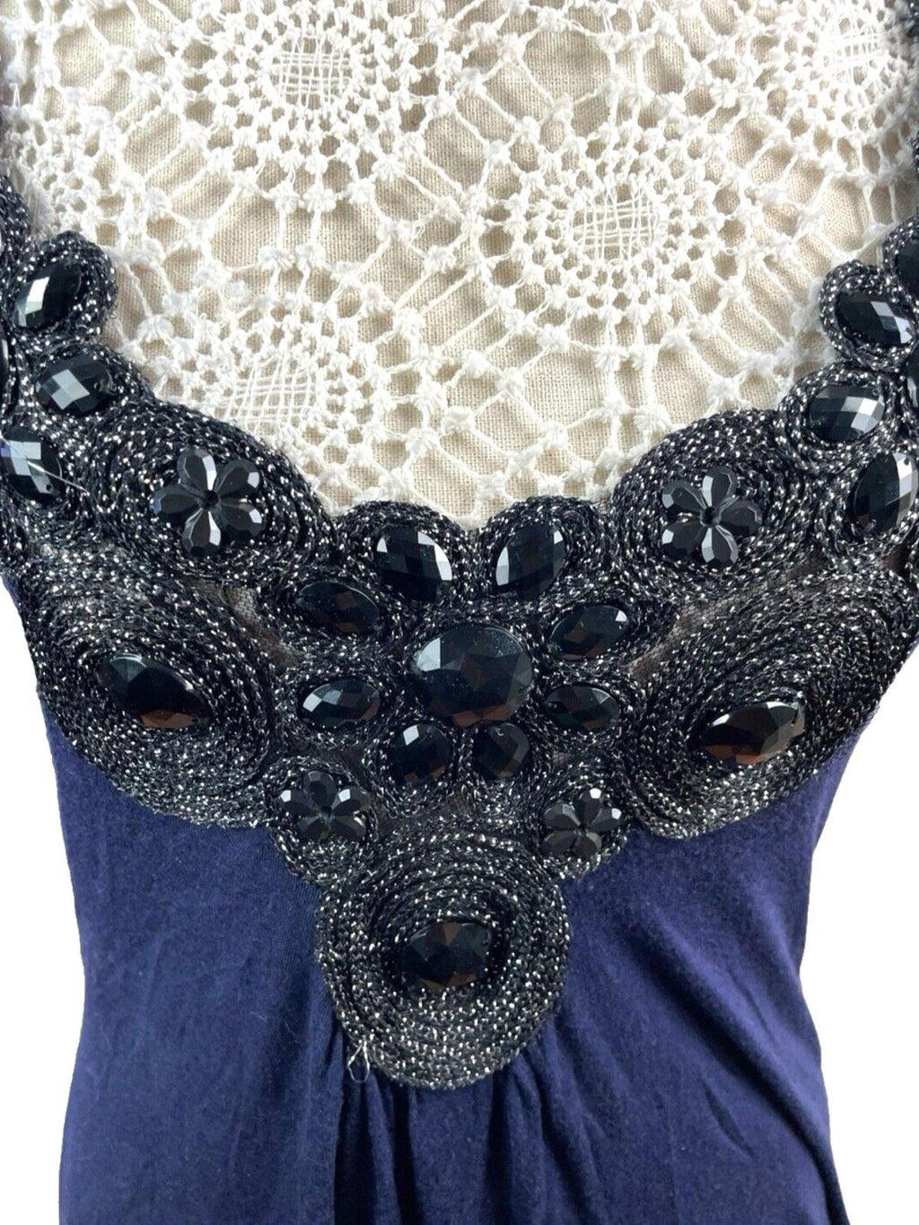 Little Mistress Blue Evening Dress Navy Embellished Women's UK Size UK Size 10