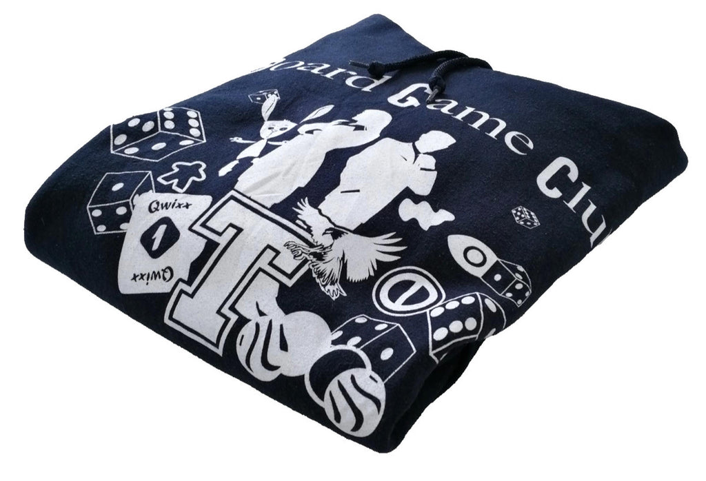Gildan Navy Graphic Print Hoodie Men's Size M Navy Blue Jersey Board Game Club