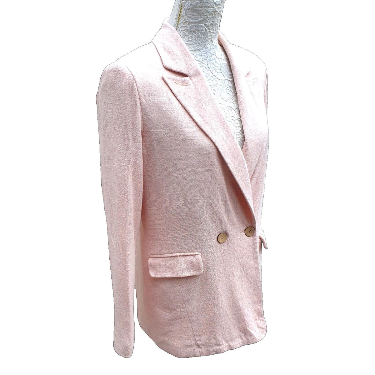 Top Shop Pink Linen Blazer Pockets Summer Women's UK Size 8