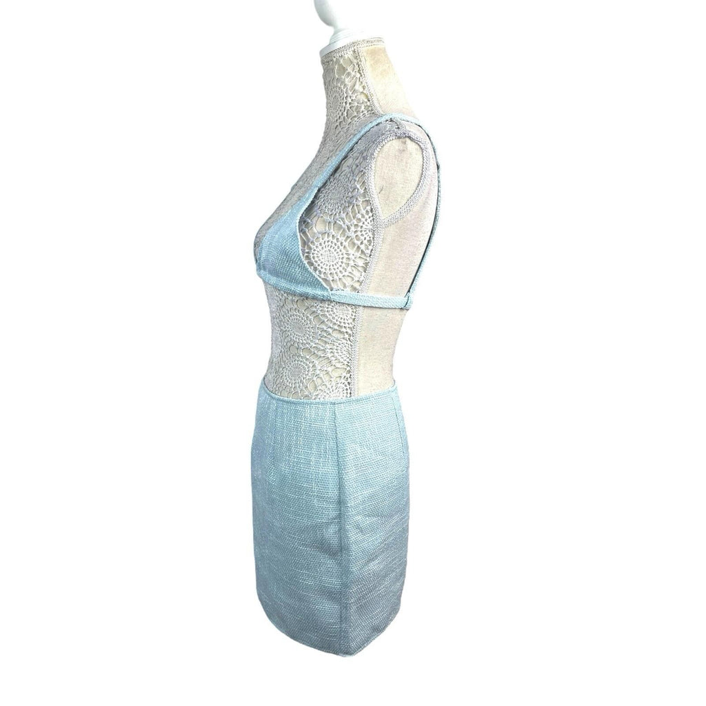 Pretty Little Thing LightBlue Pretty Little Thing Crop Top & Skirt Co-ord Women's UK Size 8 Blue Linen Look