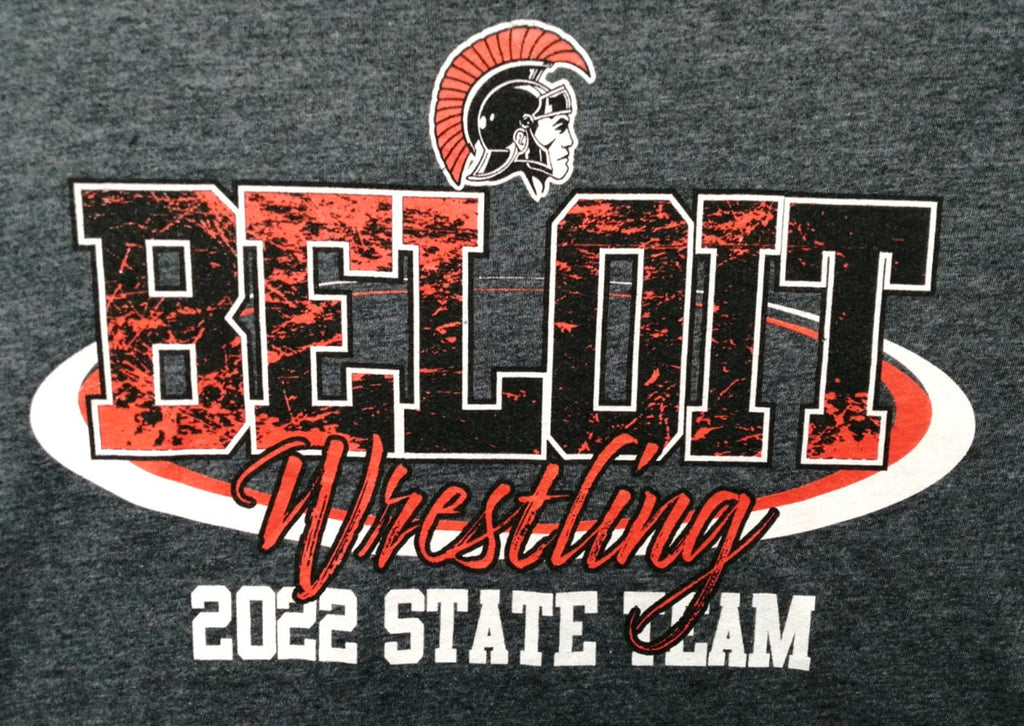 Gildan Gray Beloit Wrestling 2022 Graphic Print T-Shirt Men's Size XL Slate Crew Neck