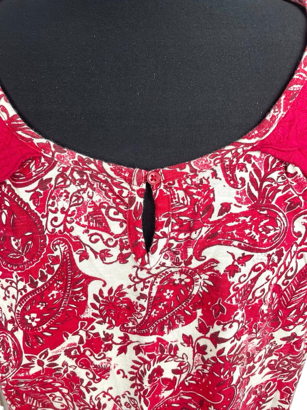 Next T-Shirt Blouse Top Women's UK Size 16 Paisley Short Sleeve Cotton Red