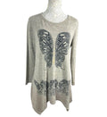 Frock Me Beige Butterfly Tunic Top Women's UK Size M Beige Long-Sleeved Lightweight Jumper