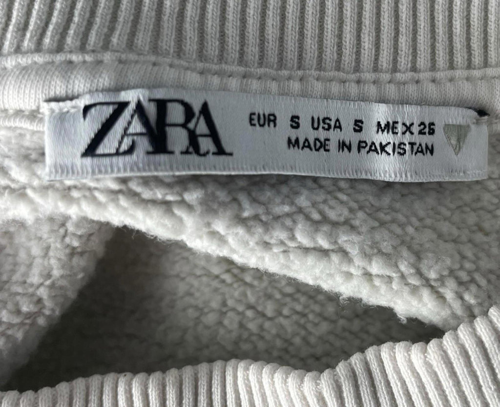 Zara Beige Cropped Sweater Jumper Crew Neck Women's UK Size S