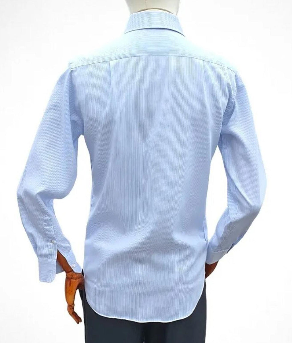 M&S Shirt Long Sleeve Striped Men's Large 14.5" Collar 100% Cotton