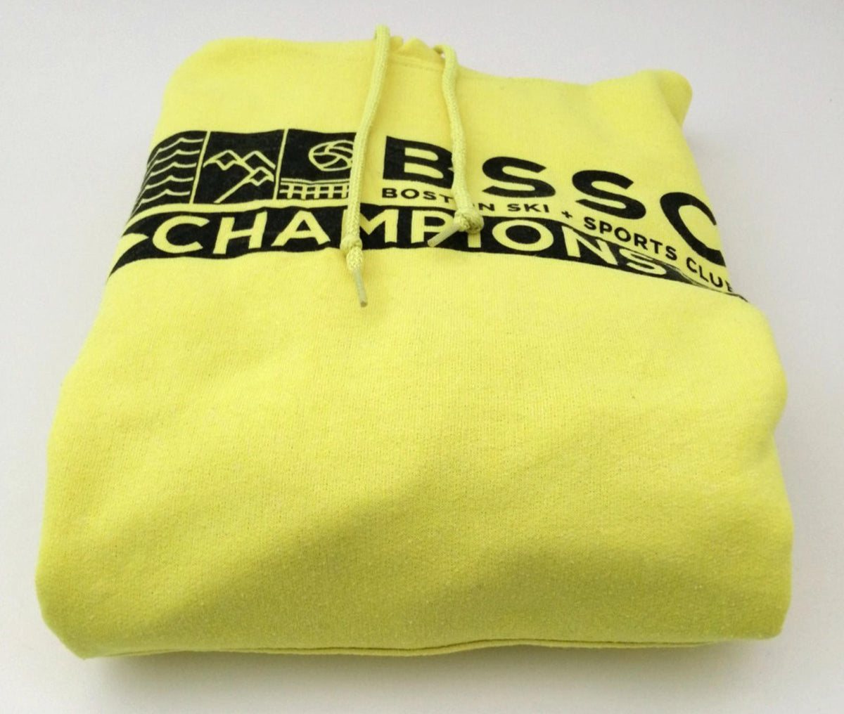 JERZEES Yellow Boston BSSC Champions Hoodie Men's Size M Yellow Jersey Hooded Pockets Sports