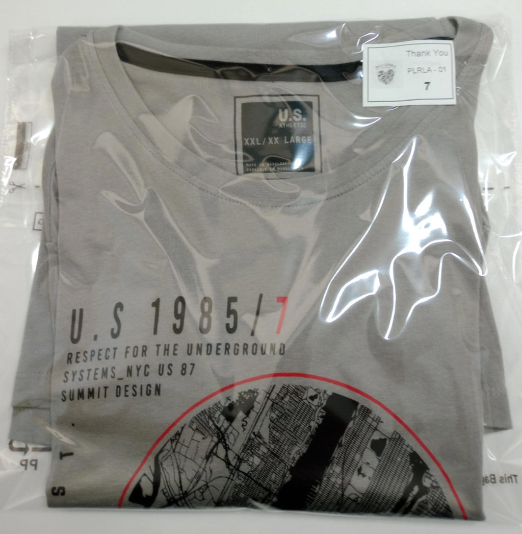 Matalan Gray NYC Underground BRNX Print T-Shirt Men's UK Size 2XL Grey 100% Cotton Crew Neck