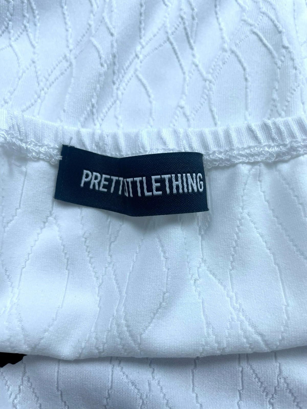Pretty Little Thing White Midi Skirt High Waist Textured Women's UK Size 16