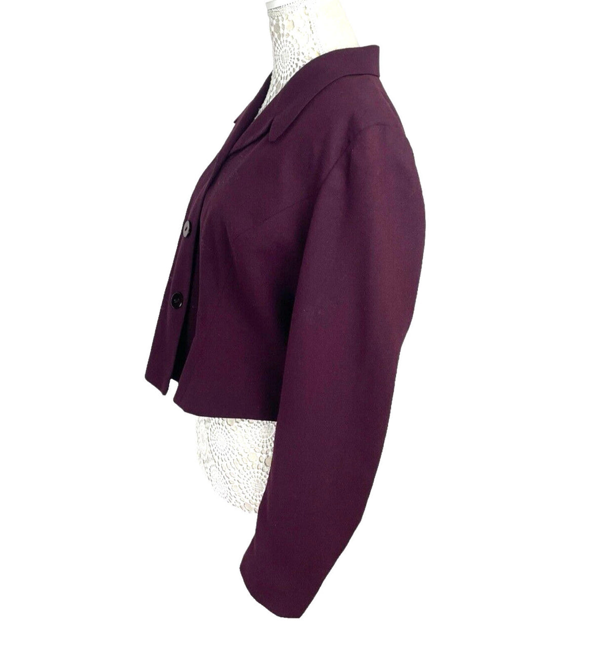 Detail Premium Collection Burgundy Vintage Cropped Blazer Jacket Women's Size 18